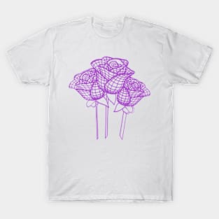 Enchanted Mesh Graphic Purple Roses Vector T-Shirt